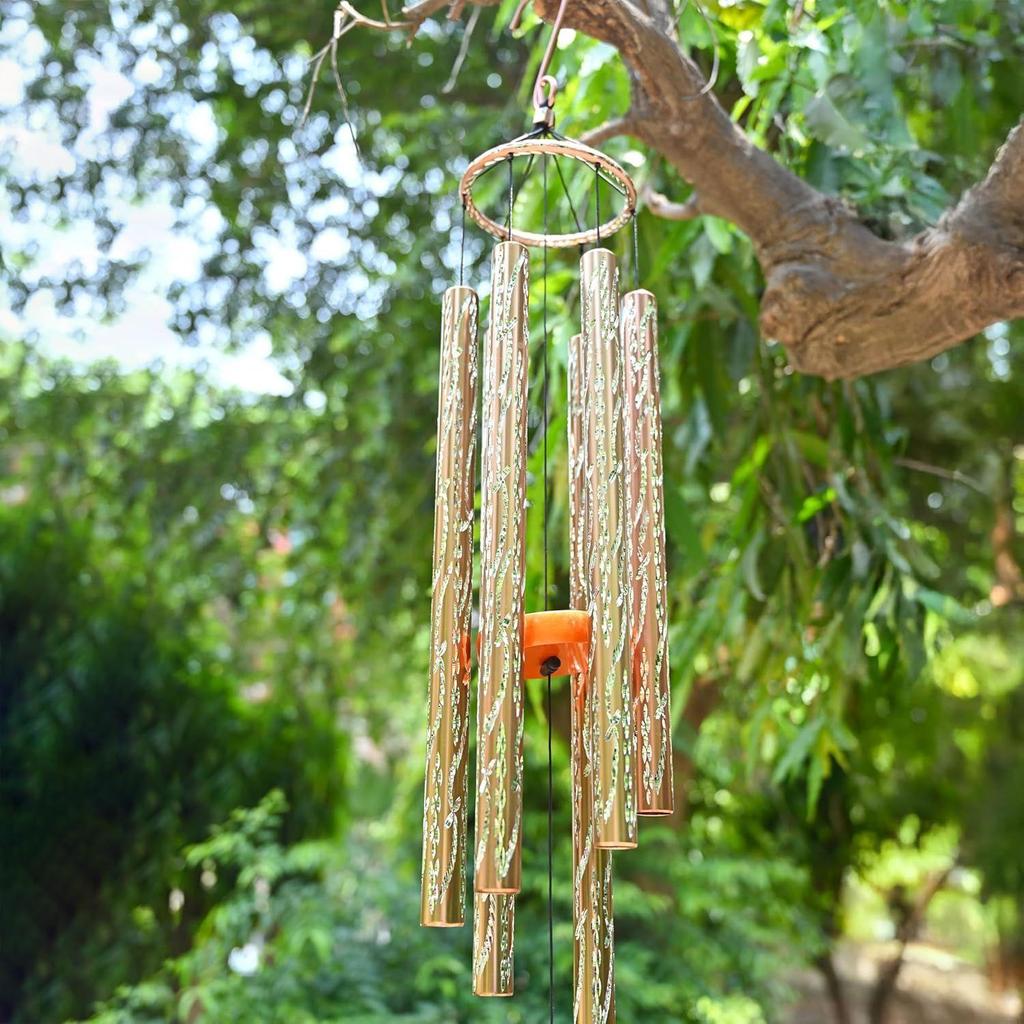 Windspiel für Balkon - Große Bronze-Windspiele – 38 Zoll mit 6 Pfeifen für Balkon, Garten, Haus & Wohnzimmer |