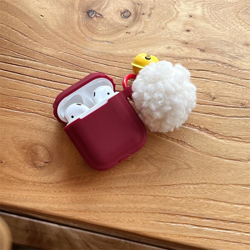 Ins Simple Solid Color Hairball Suitable for AirPods 1 Generation Protective Case Second Generation 1 Generation Pro1 Apple Bluetooth Headset Case