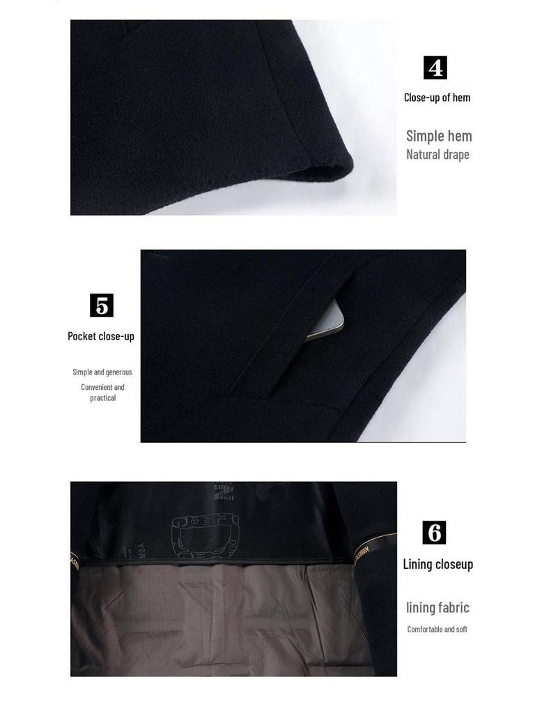 Brand Double-Sided Cashmere Men's Classic Wool Trench Coat with Down Liner