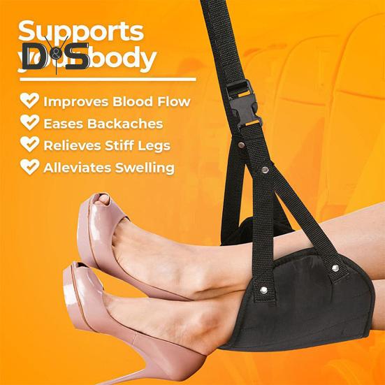 Fußhängematte für Flugzeuge, Länge verstellbar, breite Plattformbasis, Fußstütze, tragbare Hängematte zum Entspannen unter dem Schreibtisch für die Füße im Büro, Reiseutensilien