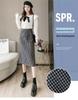 Women's Wool Houndstooth Fleece-Lined Midi Skirt - Autumn/Winter 2025 High Waist Slit Bodycon