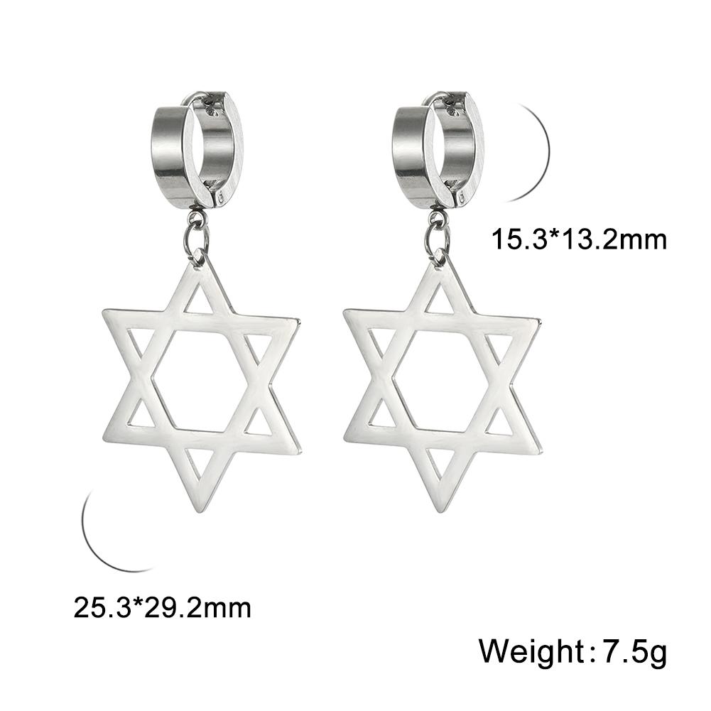 Dawapara Star of David Earrings Drop Dangle Hoop Earrings for Women Je Jewelry Hanukkah Gift Stainless Steel