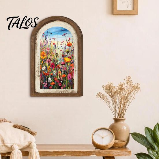 Rustic Tulip Wall Signs Pastoral Wooden Sign, Decorative Tabletop Display Pieces, Retro Style Art French Arched Pendant for Farmhouse Bedroom