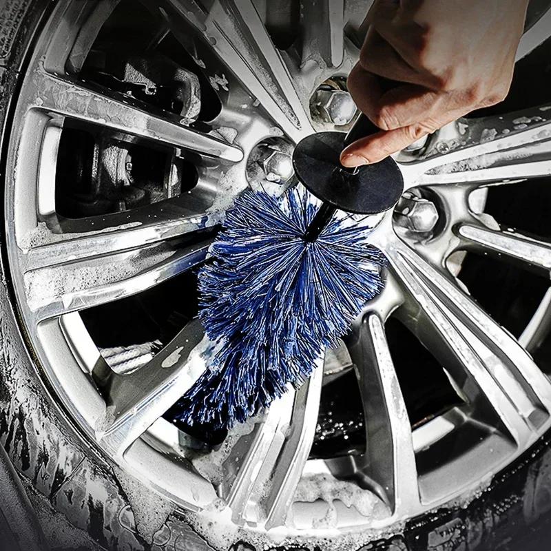 Car Wheel Multifunction Cleaning Brush Long Soft Handle Rim Hub Microfiber Brush Tire Detail Brush Auto Motorcycle Washing Tool
