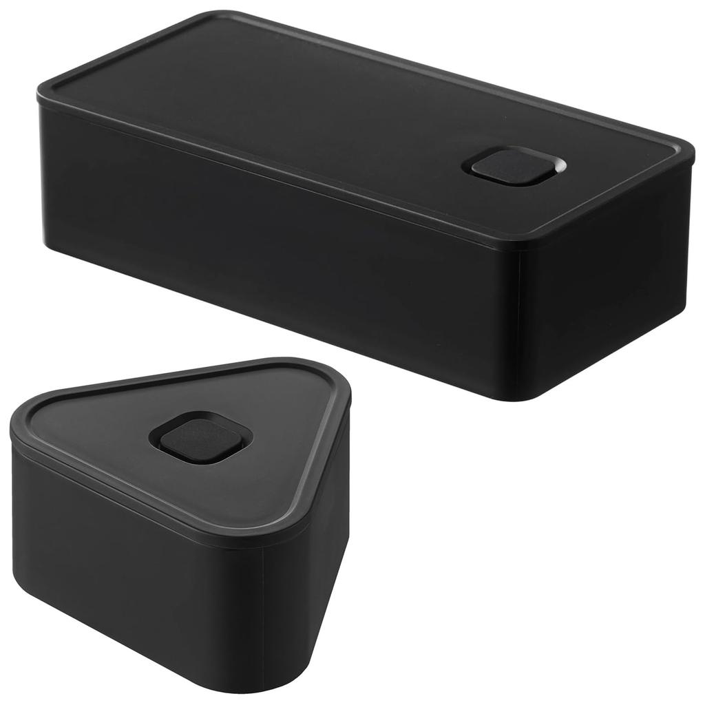 Yamazaki Wide Lunch Box Onigiri Case with Tower 5472 10465 + (2-Piece Set) Valve, Airtight, Black,