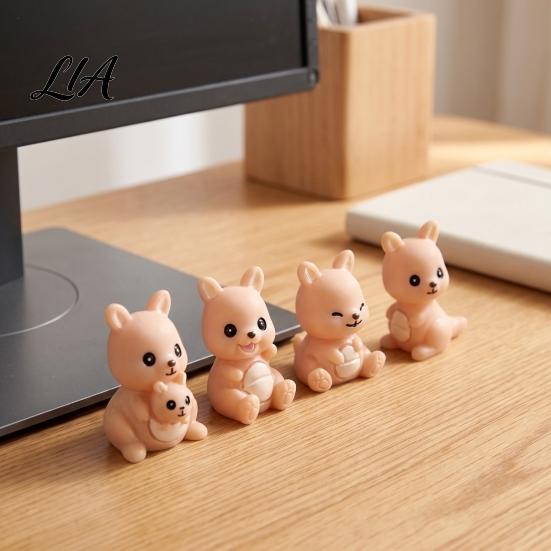 Healing Atmosphere Ornaments 4Pcs Mini Kangaroo Figurines, Cute Resin Animal Miniature for Decorative Tabletop Items Fairy Garden Decor, DIY