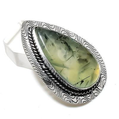 Natural Prehnite Gemstone 925 Sterling Silver Jewelry Pendant 2.01" M2h32