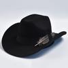 Handmade Feathers Cowboy Hat For Men's Vintage Curved Brim Gentleman Fedora Jazz Cap Sombrero Hombre