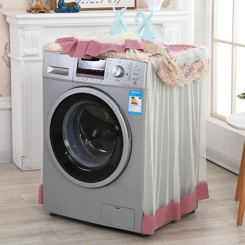 Lace Dustproof Protective Cover Floral Style Home Decoration Washing Machine Cover 4 Color Random Washable 60*60*85Cm Decoration