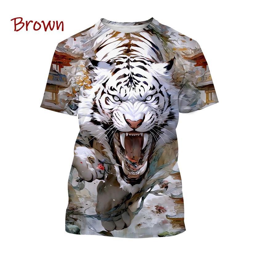 

Футболка с принтом «Анималистичный белый тигр» 3D, летняя, для мужчин и женщин, с круглым вырезом, повседневная, с коротким рукавом, свободного покроя, модные топы, одежда унисекс 5XL