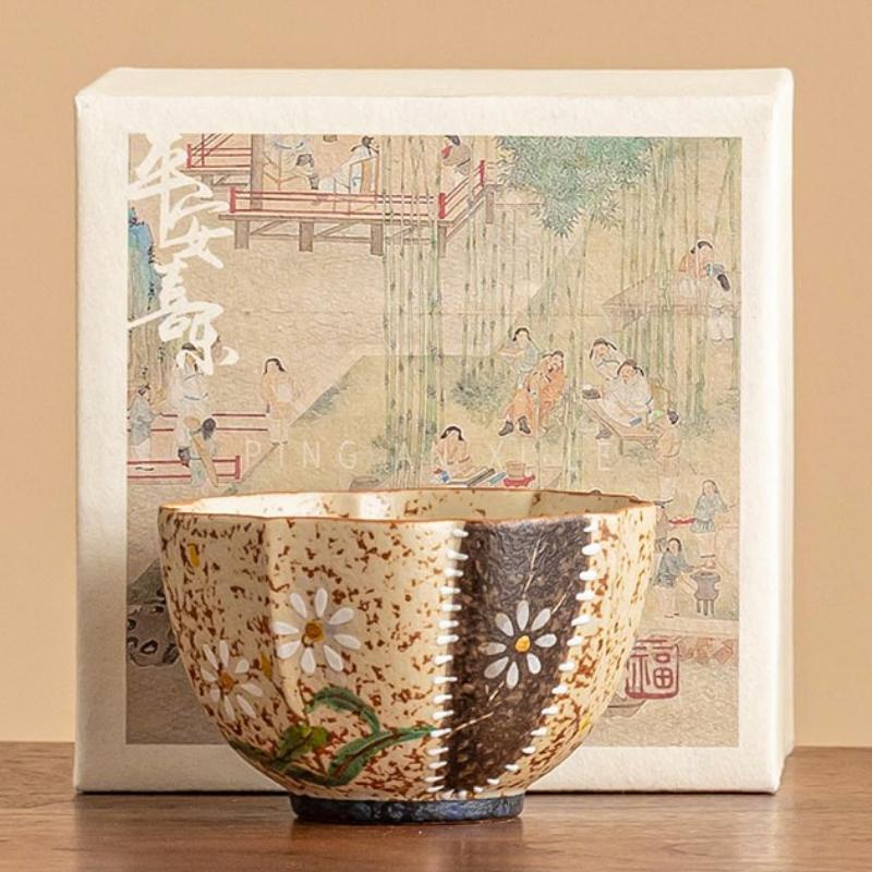 Hand-painted Daisy Lotus Petal Tea Cup Japanese Ceramic Teacups Porcelain Household Chinese Kung Fu Teaware Master Mugs Gift Box