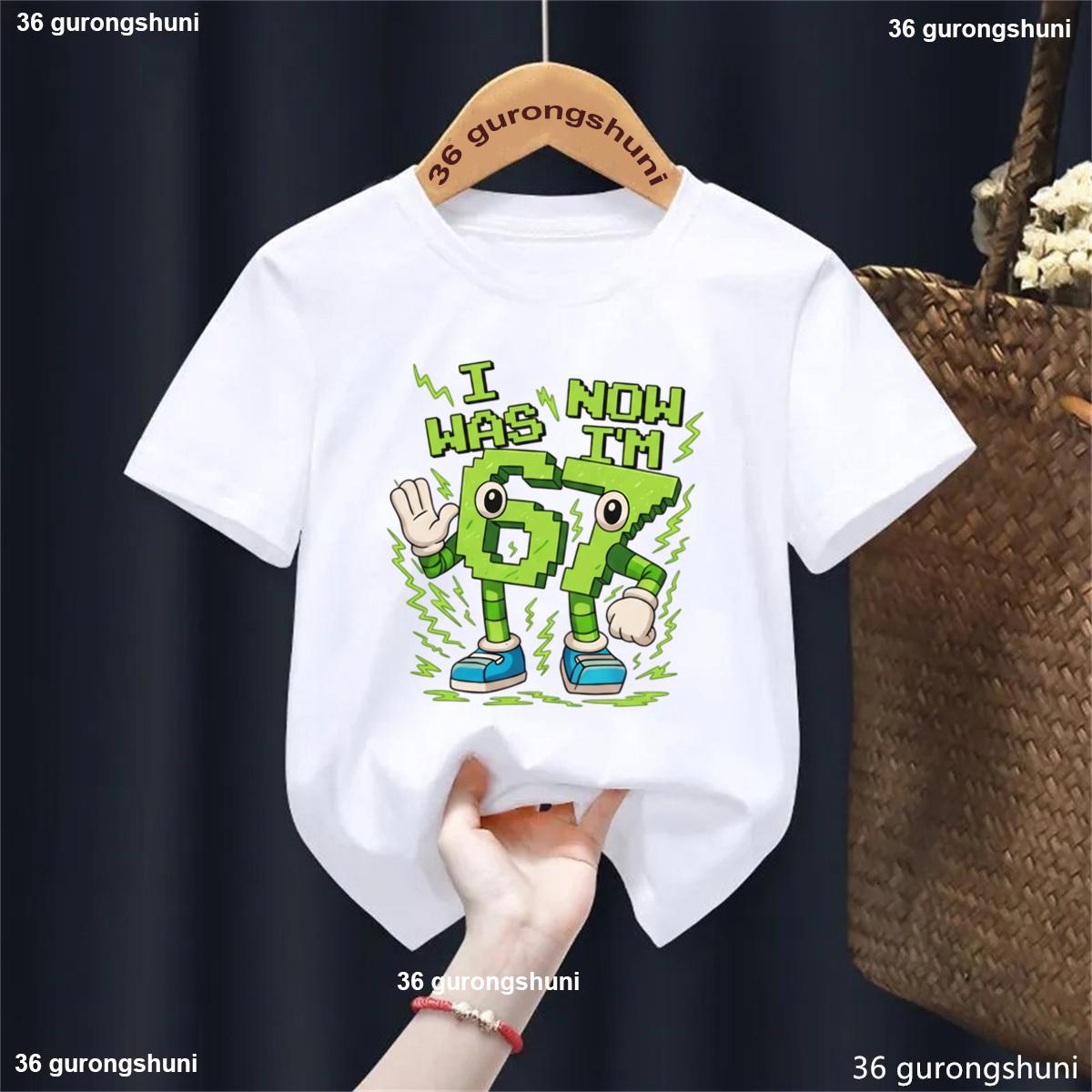 I Was 6 Now Im 7 Birthday Tee Italian Brainrot Six Seven Meme Shirt Funny 67 Meme BoysGirls Birthday Tshirt Summer Clothing 100