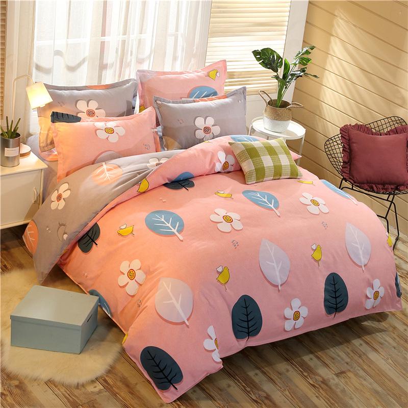 Cotton Bedding Set Sheet Geometric Flat Sheet Pillow Cover Bedding Set Home Decor