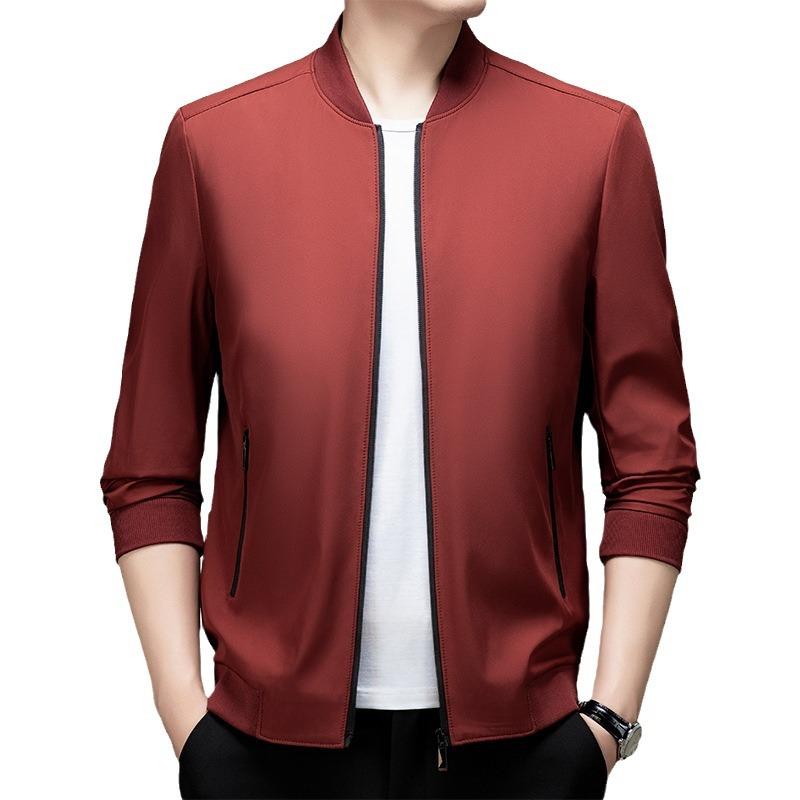 Spring and Autumn Light Jacket Men's Stand-up Collar Light Business Casual Jacket Middle-aged and Elderly Men's Loose Top