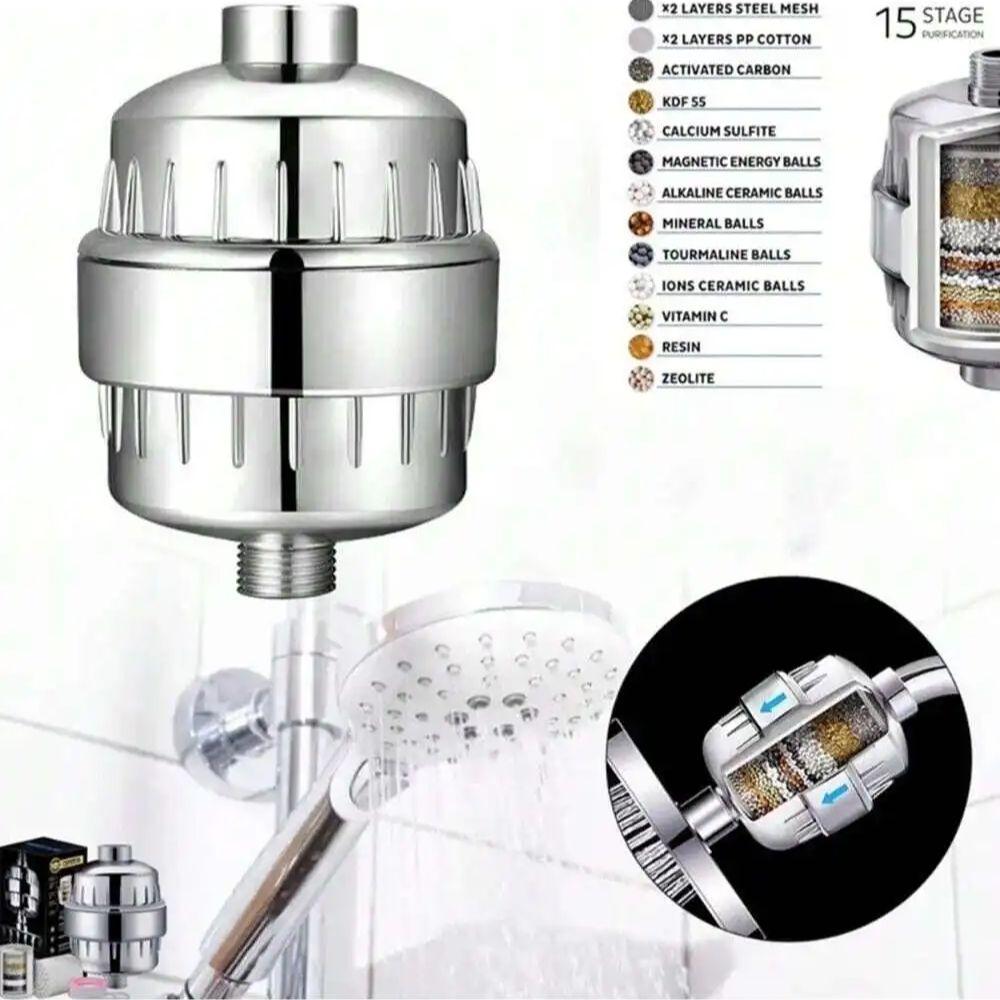 High Output Shower Filter - Latest Superior Advanced 17-stage Filter Media - Universal Multi-Stage Shower Head Filter