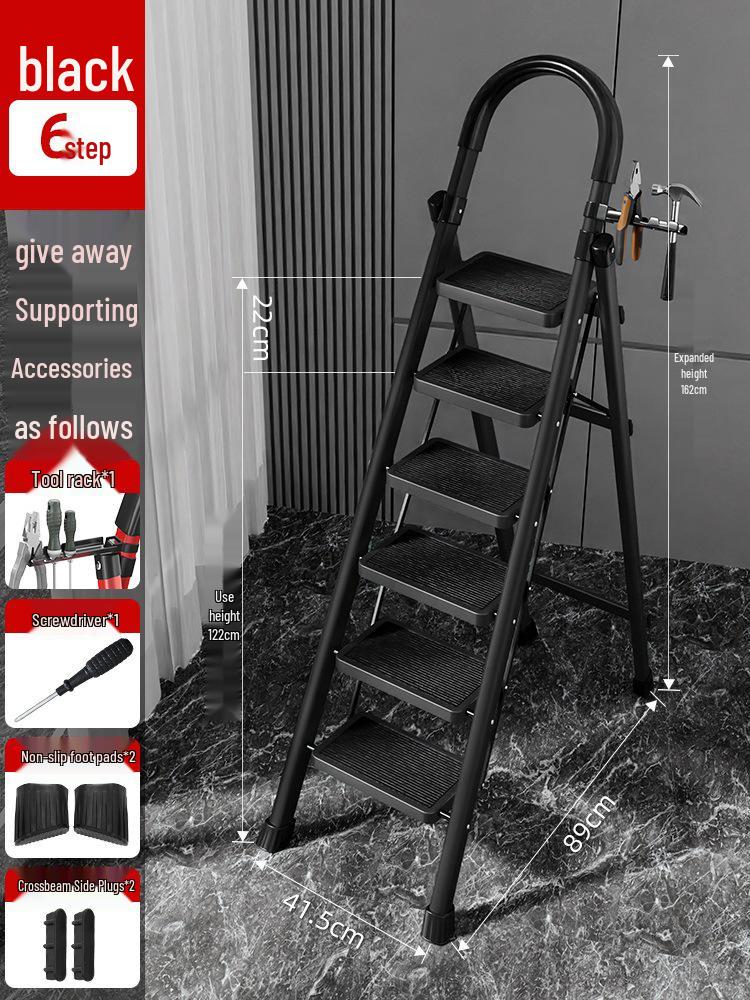 Four-Step Folding Telescopic A-Frame Ladder for Indoor Use