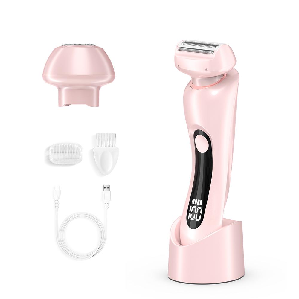 

Женская электробритва 2 в 1 водонепроницаемый триммер для зоны бикини перезаряжаемая электрическая бритва для влажного и сухого использования женский триммер для волос на теле розовый
