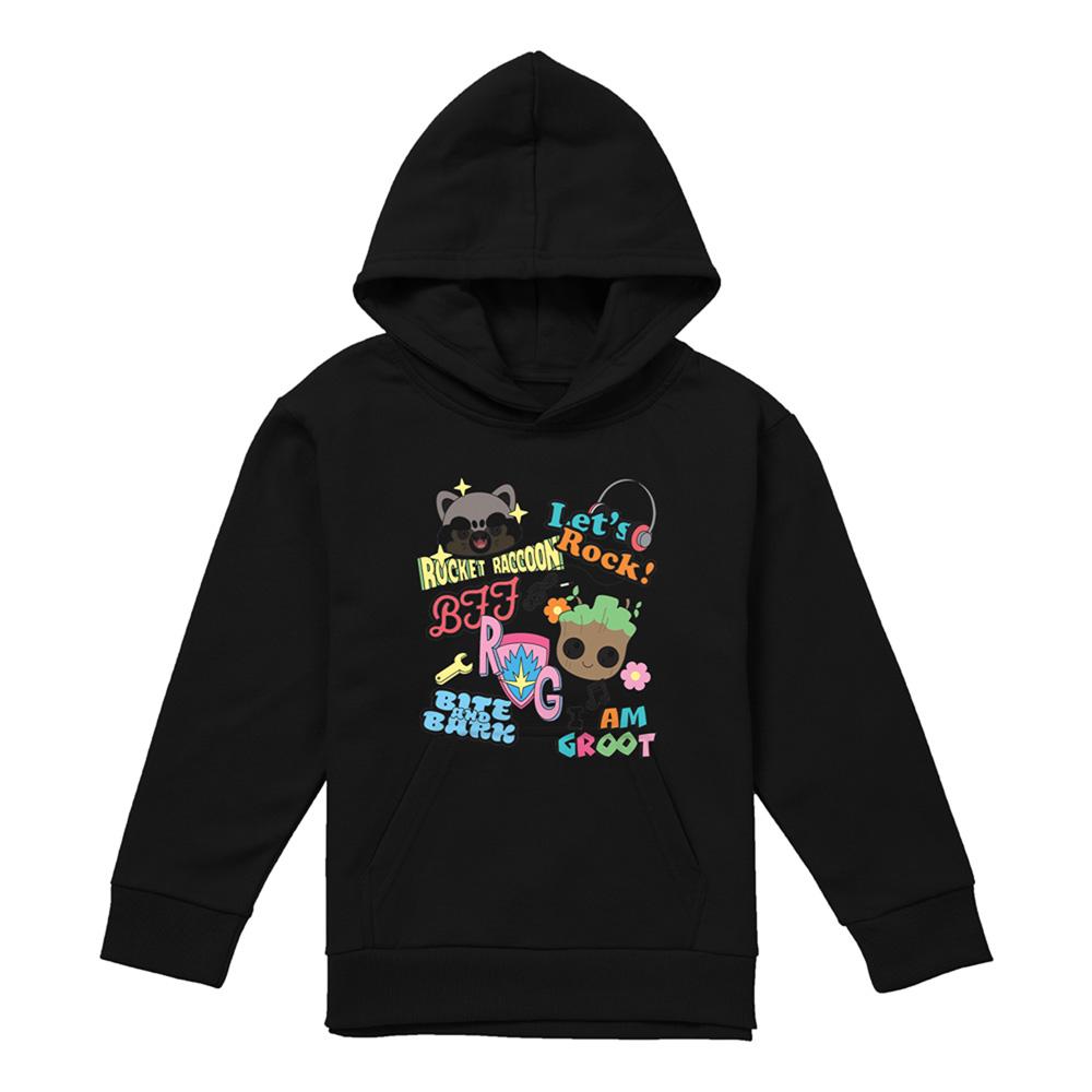Guardians Of The Galaxy Childrens/Kids Rocket & Groot Stickers Pull Over Hoodie
