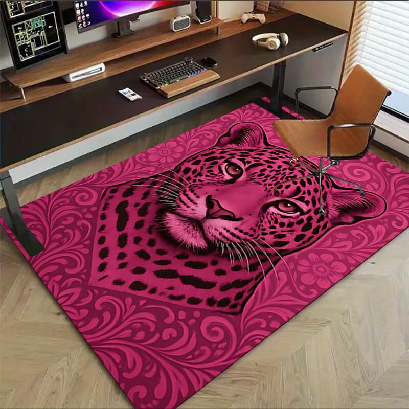 1 szt. dywan podłogowy z wzorem pantery, Extra Duży, Antypoślizgowy, do biura, domu, studia, Duży dywan, Dywan wewnętrzny, Odważny element dekoracyjny