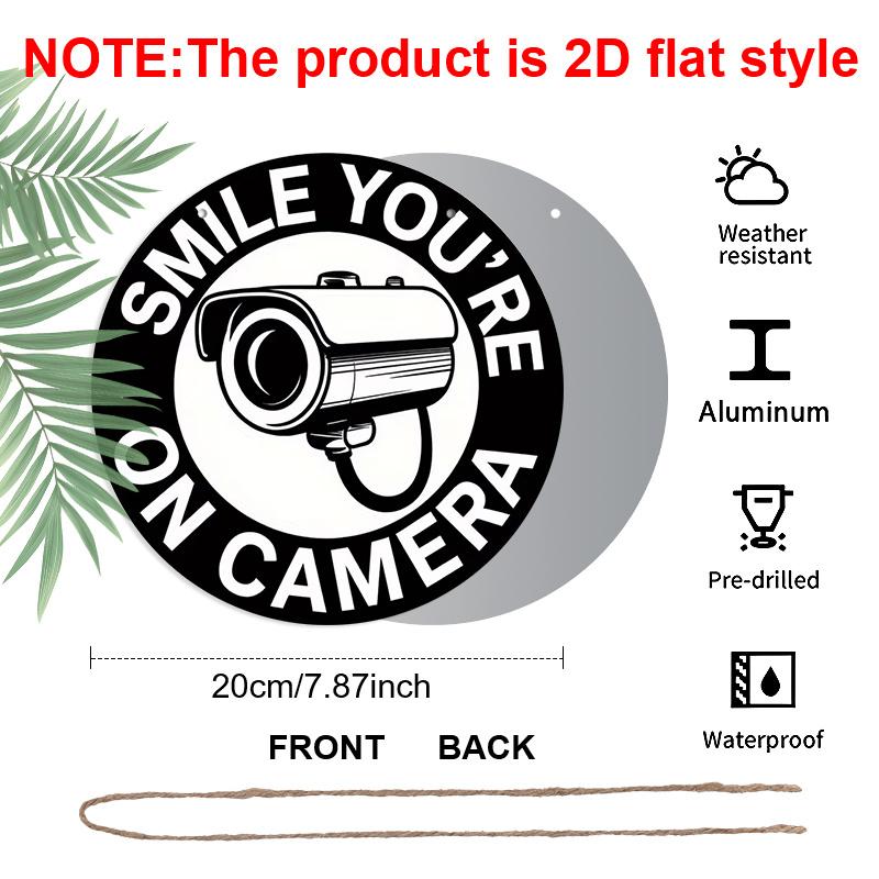 2D Flat Aluminum Retro-style Security Camera Wall Decoration, 7.87 Inches X 7.87 Inches. Suitable for Cafes, Living Rooms, Kitchens, Bars, Porches