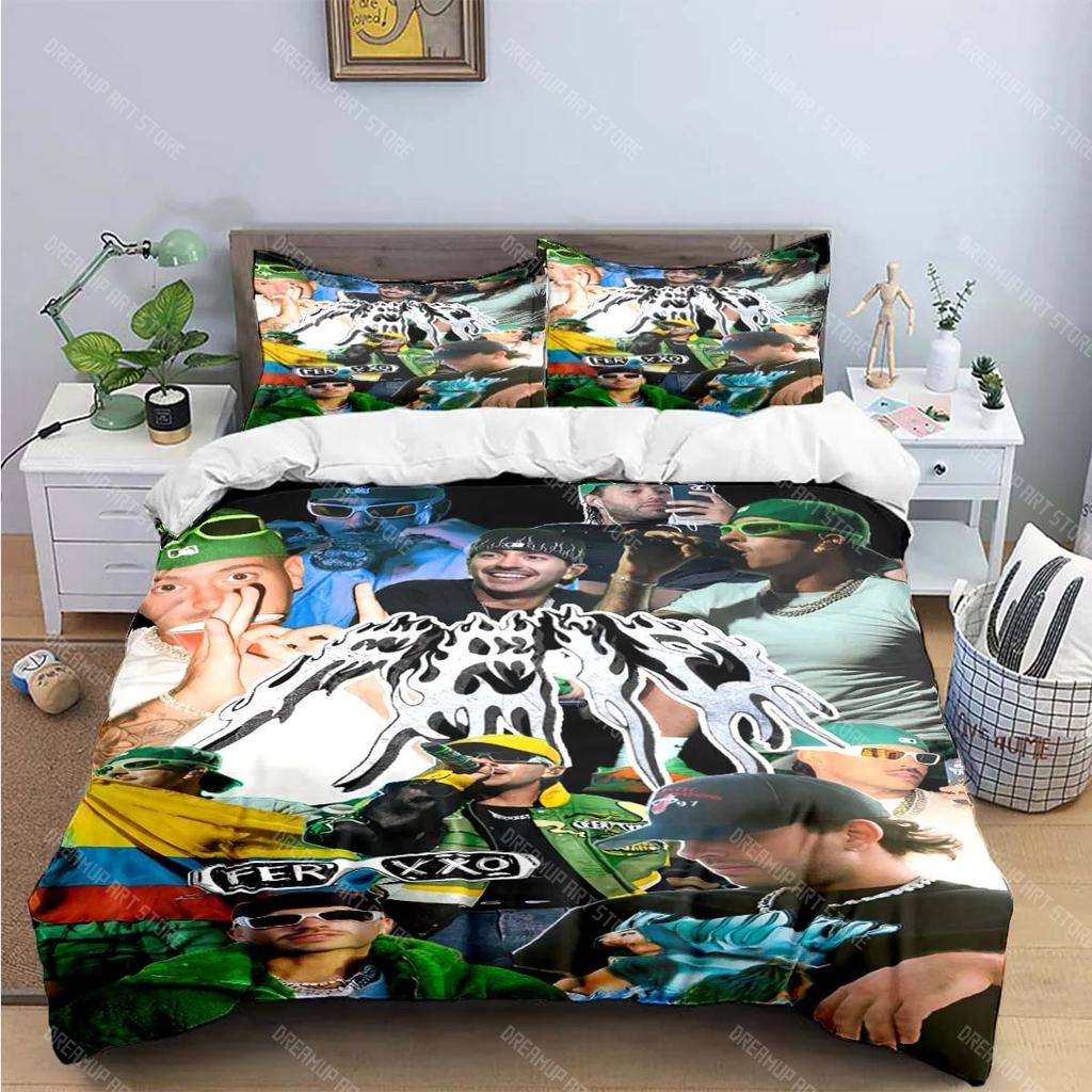 Fashion Pop Singer Ferxxo Feid Print Bedding Sets Bed Supplies Set Duvet Cover Bed Comforter Set Bedding Set Luxury BirthdayGift