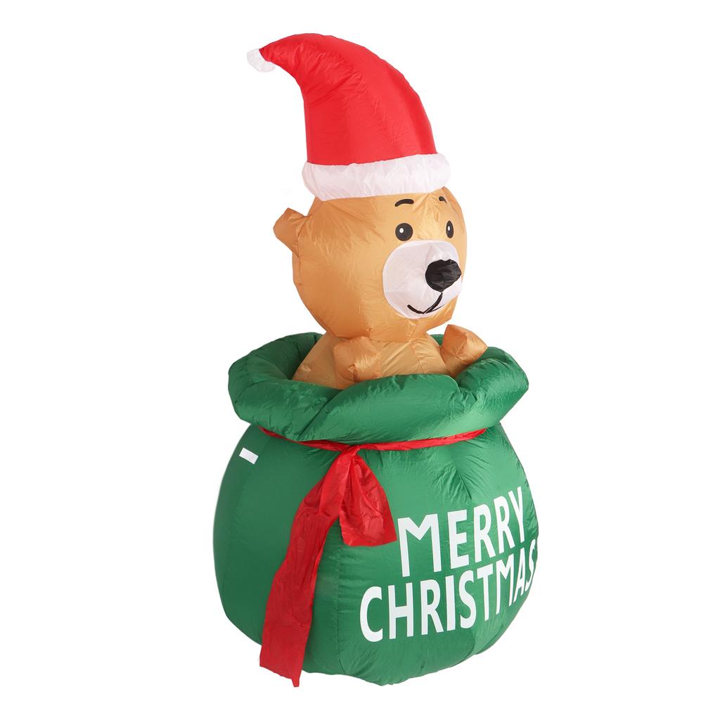 1.5m Christmas Inflatable Lovely Bear In Gift Bag with LED Light Yard Decoration Christmas Bear