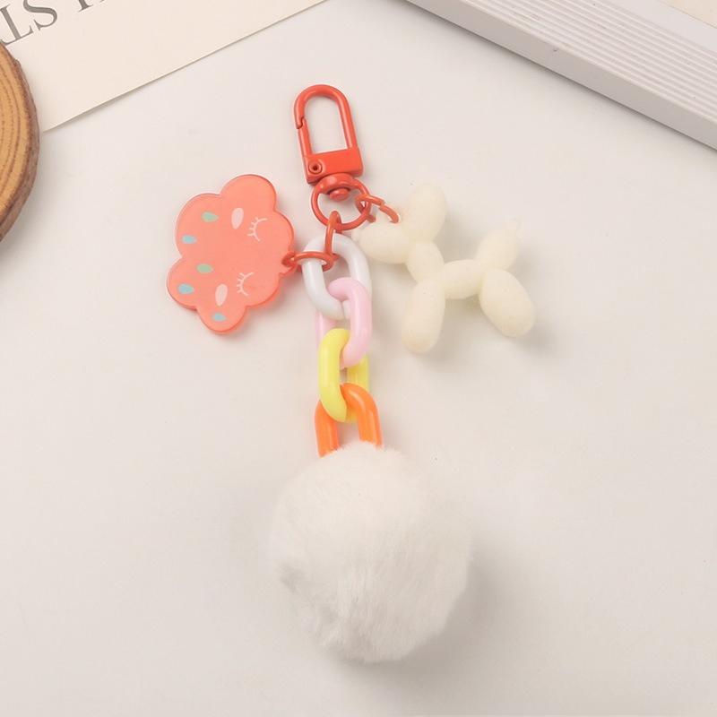Adorable Boule de Fourrure Chiot Porte-clés de Voiture Pendentif Petit Nuage Couleur Fraîche Accessoires Décoration Ensemble Écouteurs