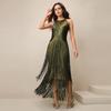 Women's Tassel Sleeveless Waist-Cinching Bandage Evening Gown