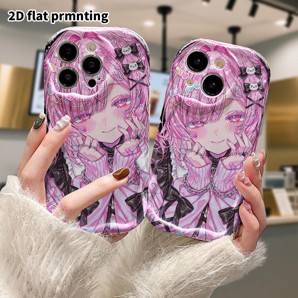 Phone Case: 2D Flat Design, Suitable for iPhone 18, 17, 16, 15, 14, 13, 12 Pro Protection, Phone Decoration, Sweet Cool Pink Hair, Halloween and Chris