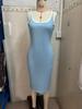 European & American Summer Ribbed Midi Slit Vest Dress - Slimming, Flattering & Sexy