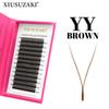 XIUSUZAKI YY Shape Black Brown Eyelashes Extensions Two Tips 2D yy False Lashes Natural Premade Volume Fans Individual Lashes