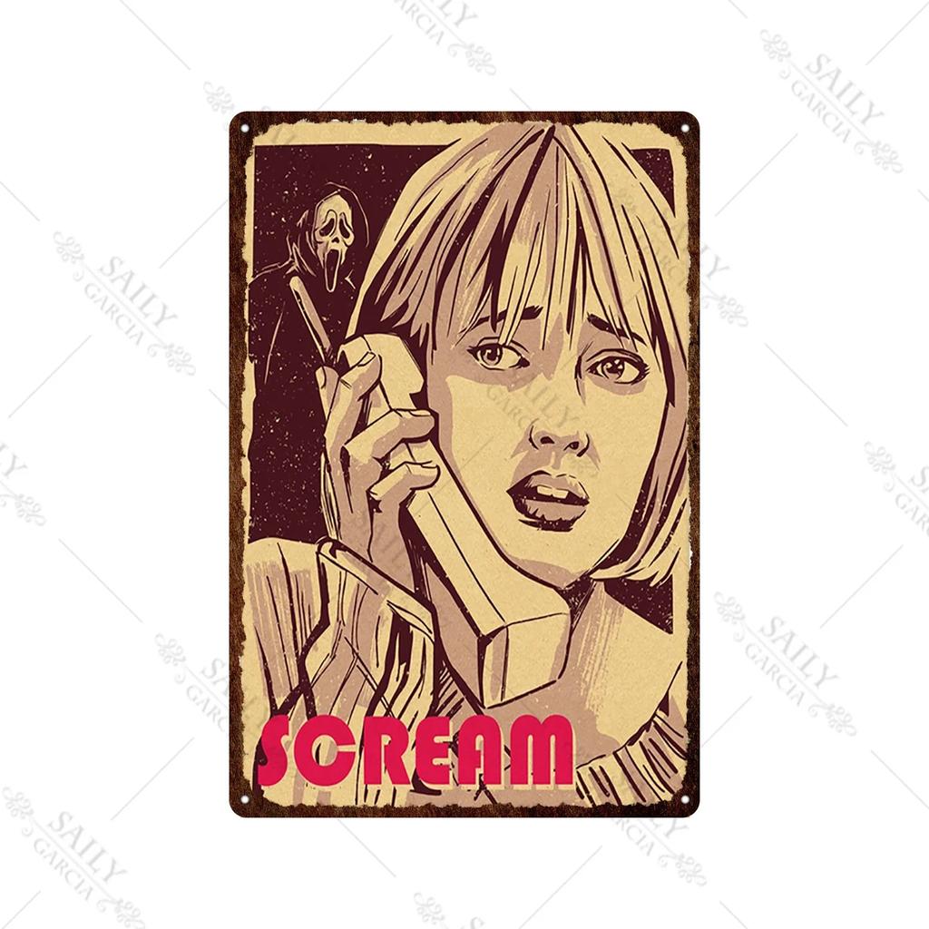 Scream Dead Horror Film Metal Tin Sign Posters Movies American Wall Art Metal Plates Man Cave Pub Bar Sign Metal Decor Plaques