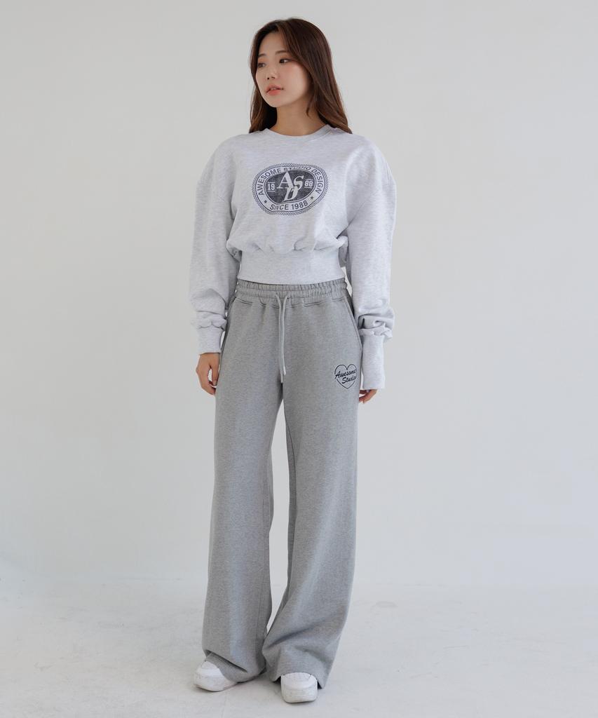 AWESOME STUDIO Low-Waist Wide Sweatpants Melange Grey