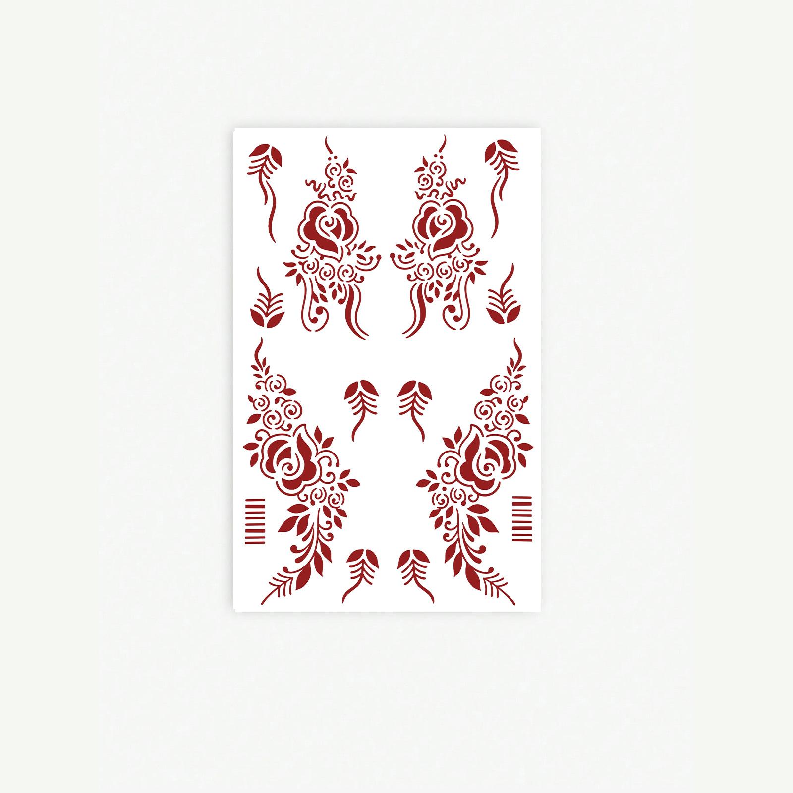 Premium Sense Rose Tattoo Sticker, Waterproof And Long-Lasting Simulation, Indian Style Bride Hand Back Finger Tattoo Sticker 12*19