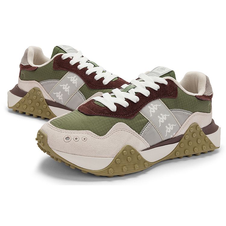 Kappa Retro Fabric Leather Low Top Training Running Shoes Unisex sneaker Green White Brown K0CZ5MM07-3994