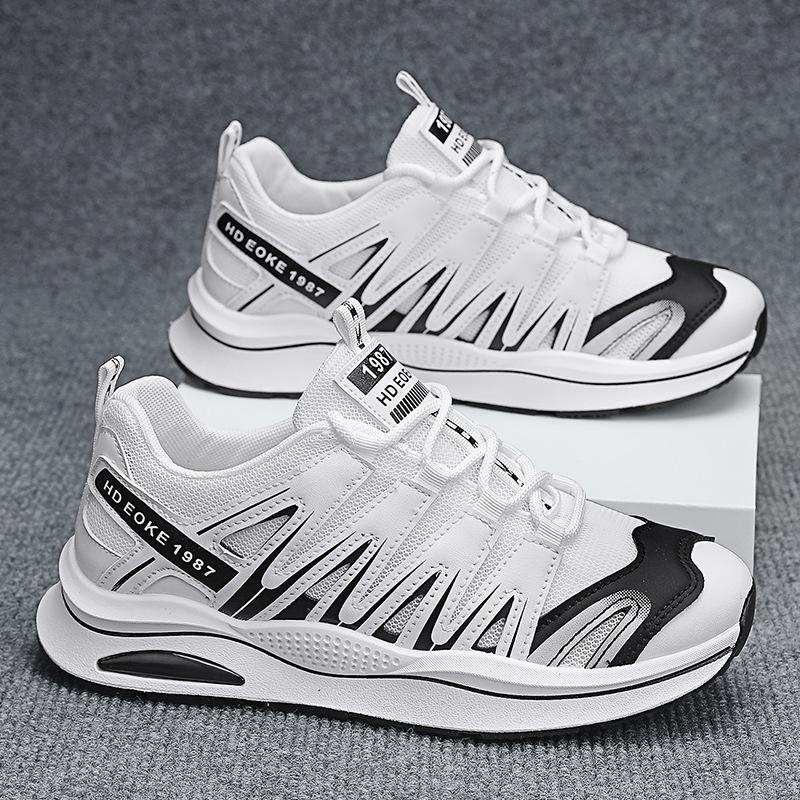 2024 Fashion New Leather Splicing Contrasting Color Low-top Dad Shoes Summer Mesh Breathable Running Sports Men's Shoes