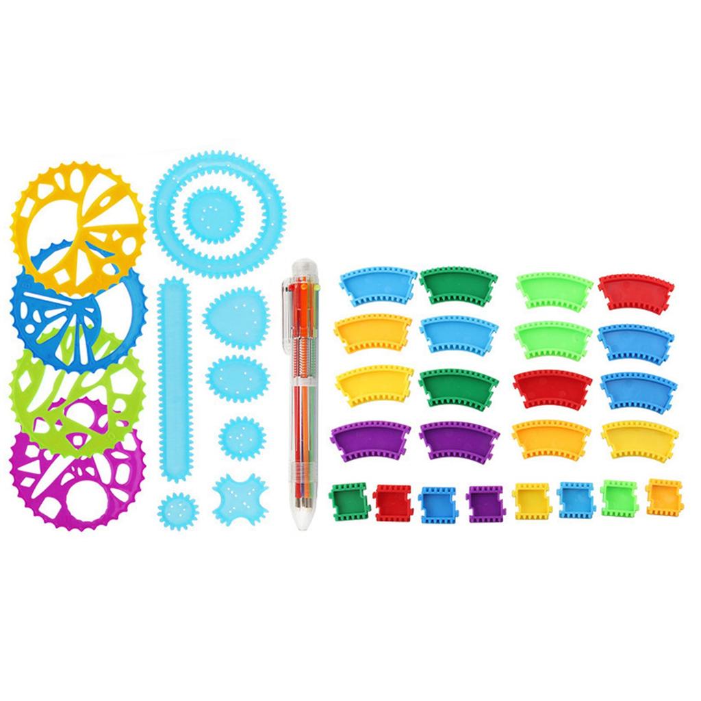 Geometry Spirograph Drawing Stencils Set Painting Template Art Crafts Creative Kids Educational Toy Variety Of Flowers Ruler