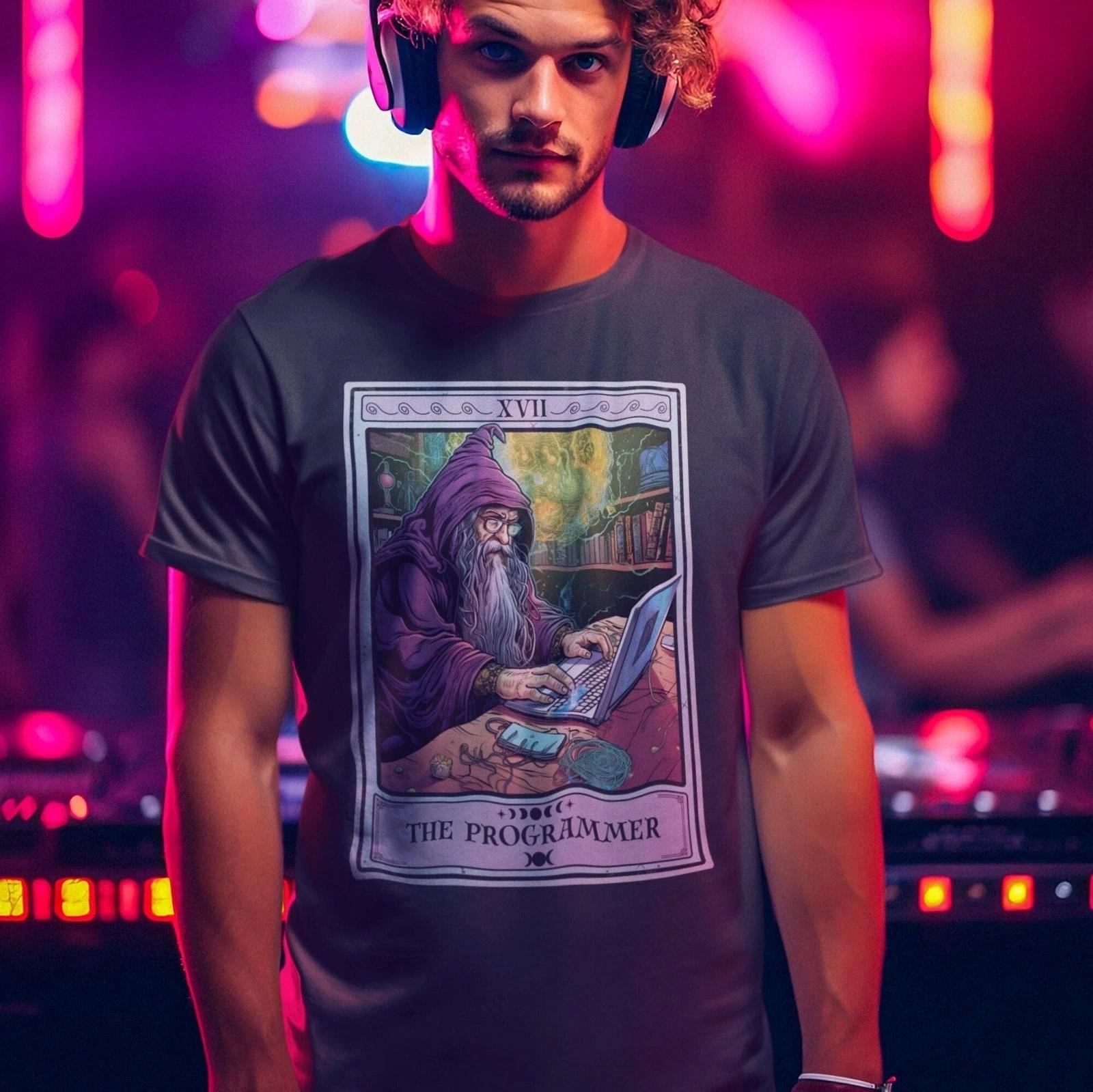 The Programmer Tarot Card Shirt, Wizard Programmer Computer Geek 2XL