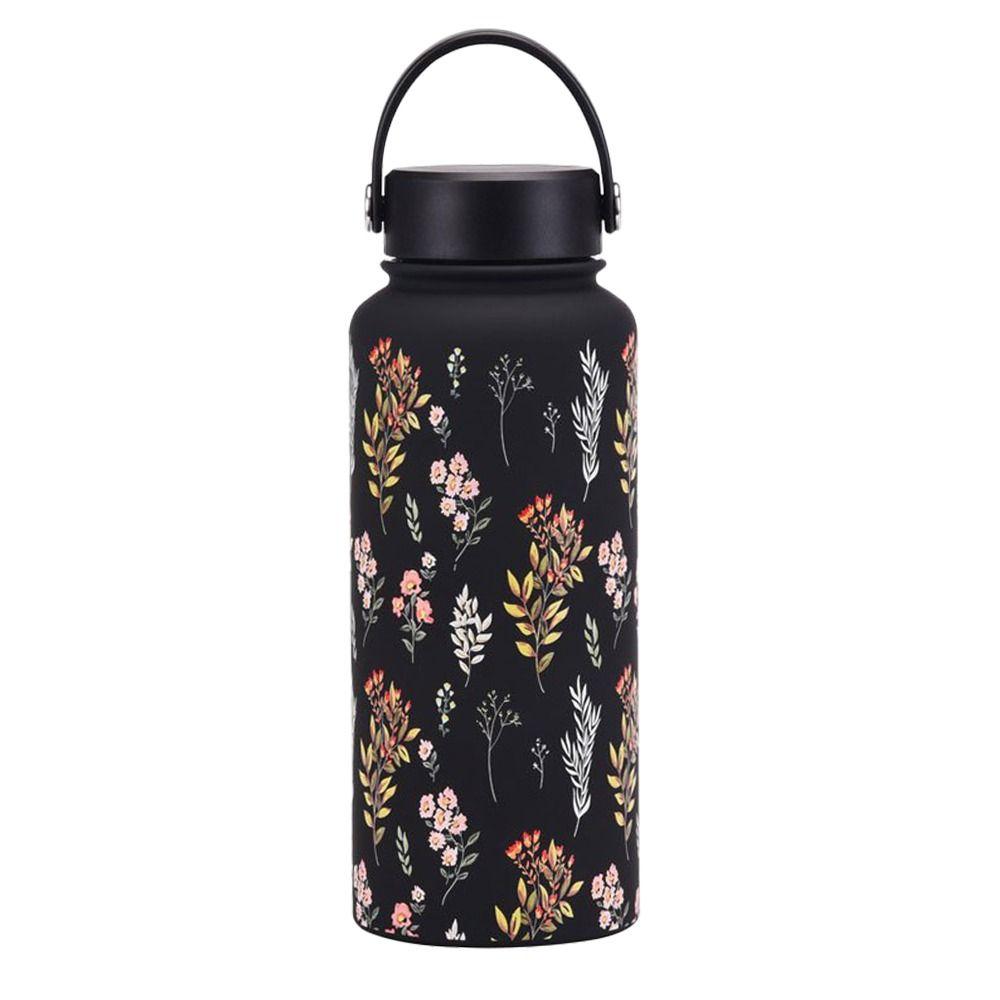 1L Capacity Stainless Steel Vacuum Cup Stainless Steel Material Printed Design Portable Sports Kettle Large Capacity