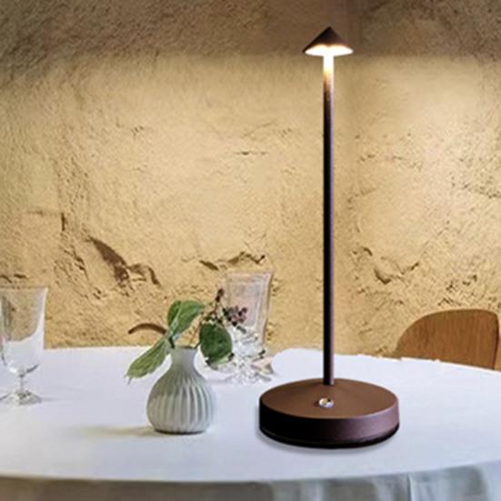 Lampă de birou din metal alimentată cu baterie, control tactil, fără pâlpâire, reglabilă, design anti-alunecare, lampă modernă de noptieră fără fir