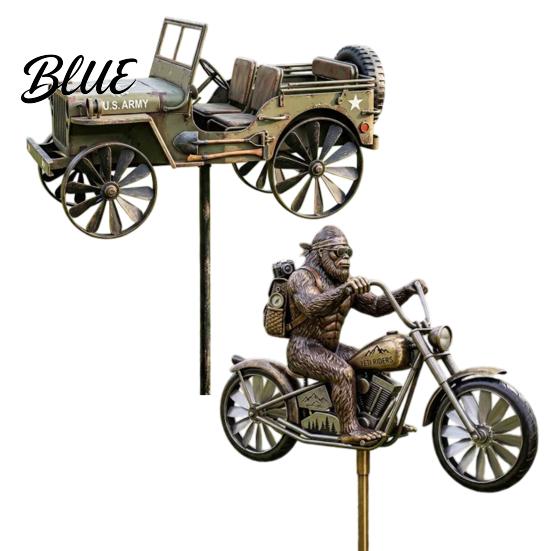 Metal Wind Spinner Garden Art Sasquatch Wind-Powered Weather Vane Yard Ornament Kinetic Windmill Sculpture Outdoor Patio Lawn Decoration Decor
