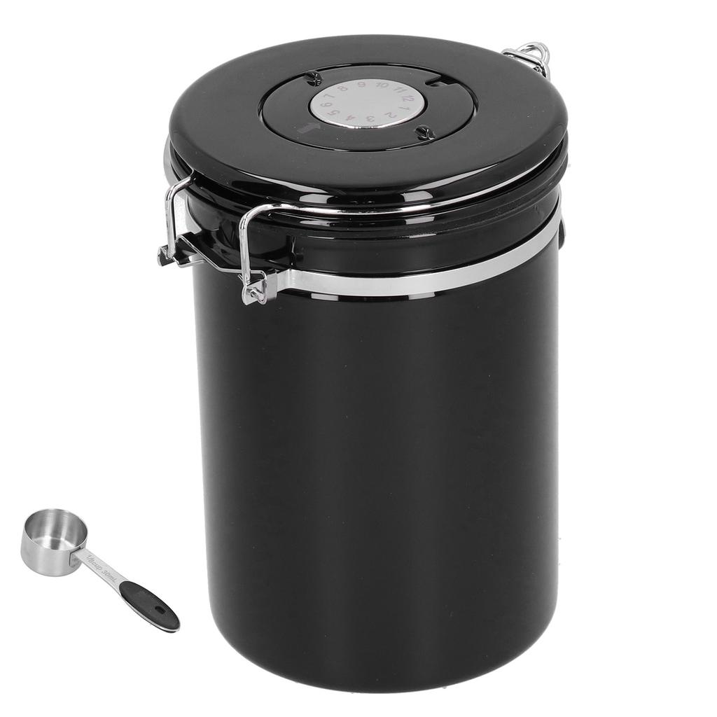 1.8L 304 Stainless Steel Coffee Beans Container with Exhaust Valve  Household Storage Sealing Coffee Beans Jar Kitchen