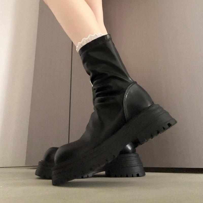 Popular brown British platform Martin boots women's 2025 new summer height increase versatile Maillard short boots