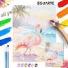 Pittura ad olio digitale kit pittura artistica fatto a mano fai da te pastelli morbidi fenicottero tropicale tramonto sulla spiaggia palme oceano fiori decorazioni per la casa