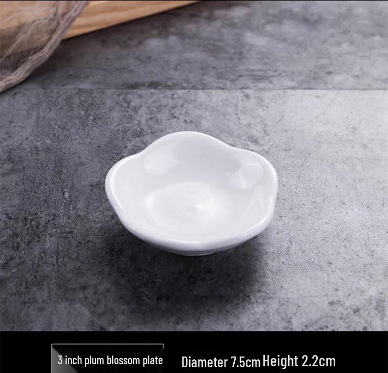 Pure White Ceramic Soy Sauce & Seasoning Dish for Hotel Use
