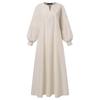 Women's Fashion Cotton Linen Lazy Style Loose Round Neck Long Knee Length Ethnic Shirt Dresses