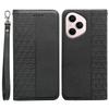 For Honor 400 Pro 5G (Global) Wallet Phone Case Strong Magnetic Checkered Pattern Imprint Leather Flip Cover