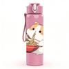 1PC Hamster Eating Noodle Cute Cartoon Print 750ml Color Plastic Sports Water Bottle Leakproof Flip Straw Lid Suitable for Sports Office Home Use