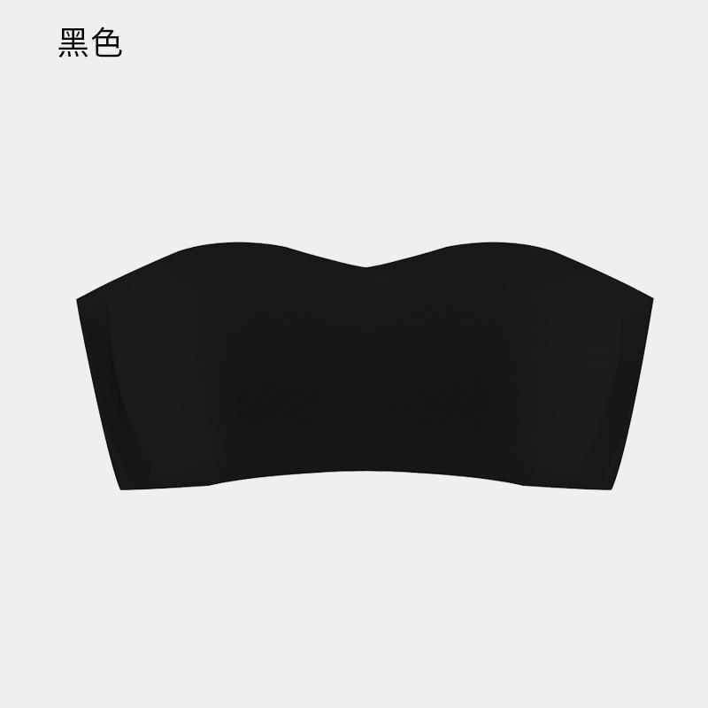 Women Seamless Strapless Push Up Bralette No Underwire Summer Thin S чёрный