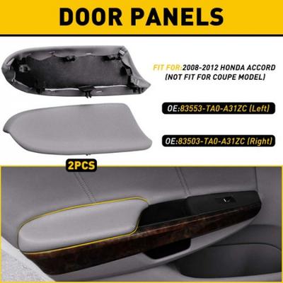 2Pc For 2008-2012 Honda Accord Door Armrest Replacement Cover Leather GRAY LH RH
